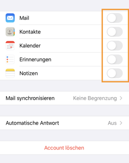 Active Sync deaktivieren